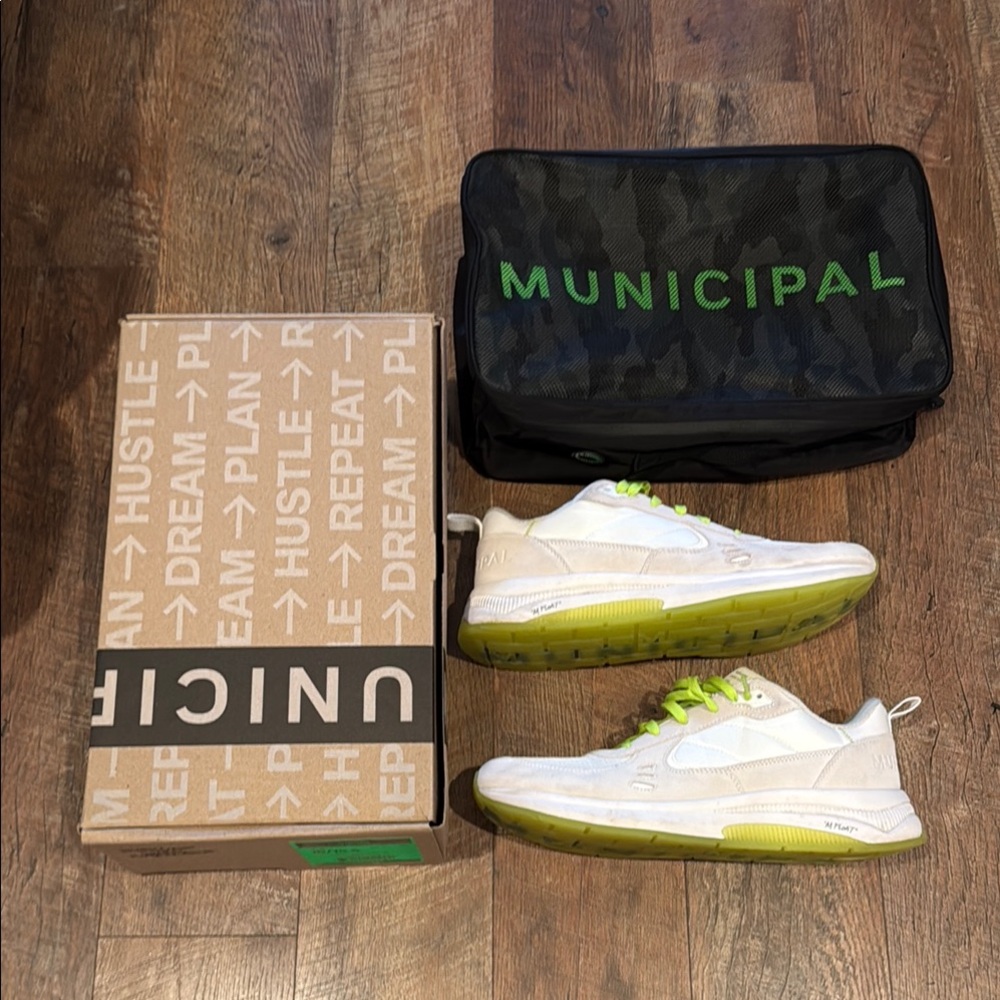 Municipal White and Neon Green Sneakers